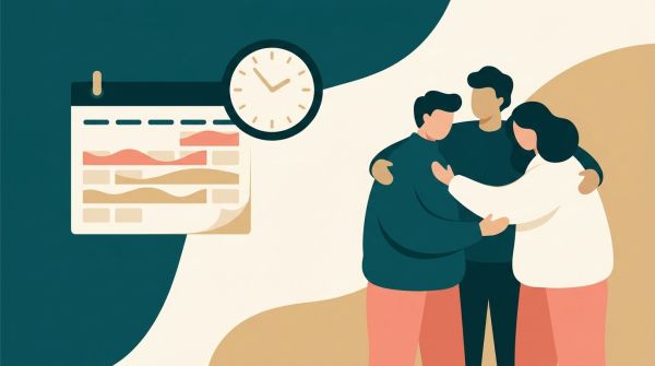 Illustration: Kalender und Arbeitsplatz stehen für die Auszeit vom Beruf durch Pflegezeit