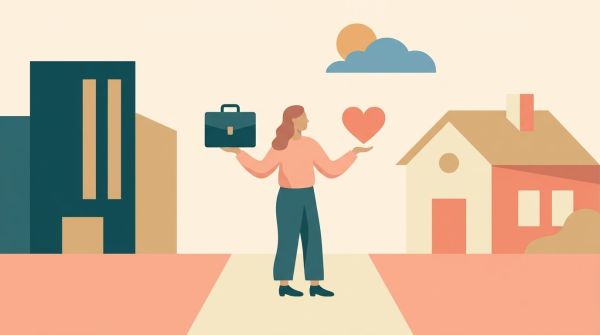Illustration: Berufstätige Frau am Schreibtisch telefoniert mit einer Pflegeberatungsstelle