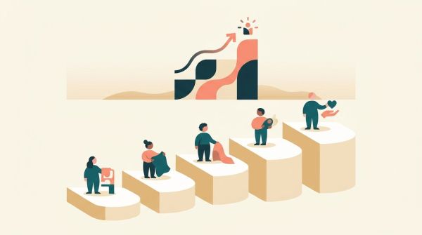 Illustration: Die fünf Pflegegrade 1 bis 5 als aufsteigende Treppe dargestellt
