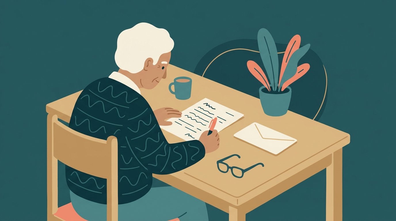 Illustration: Schritt-für-Schritt-Weg zum Antrag auf einen Pflegegrad