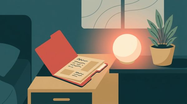 Illustration: Ausgefülltes Formular der Berliner Notfallverfügung liegt griffbereit auf dem Tisch